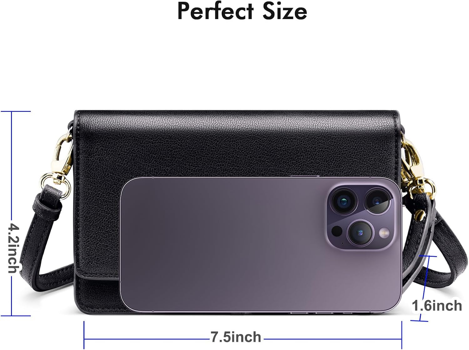 Women Small Crossbody Bag Cellphone Purse Wallet with RFID Card Slots 2 Straps Wristlet(Max 6.5'')
