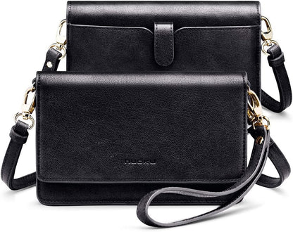 Women Small Crossbody Bag Cellphone Purse Wallet with RFID Card Slots 2 Straps Wristlet(Max 6.5'')