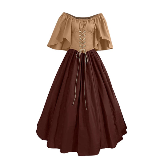 UPPADA Womens Renaissance Faire Dresses Medieval Irish Traditional plus Size Dresses Ruffle over Dress Corset Retro Cosplay Gown